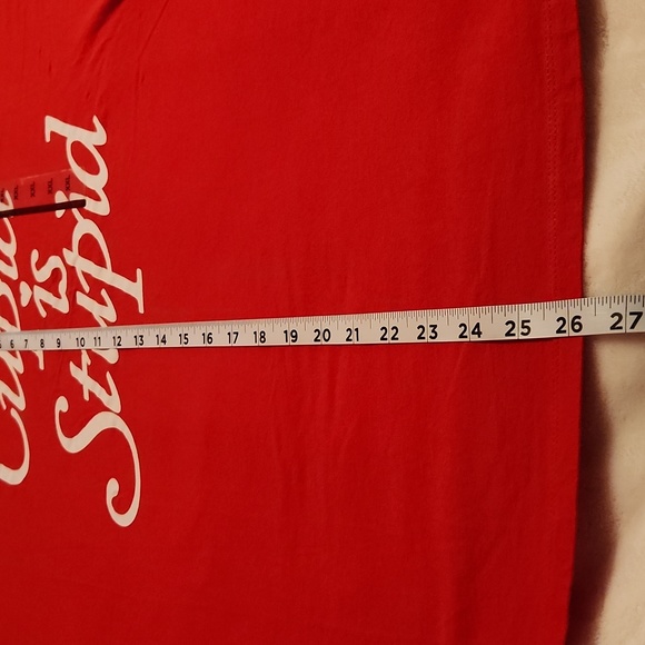 Red Women's Valentines Shirt, "Cupid is Stupid" - Picture 6 of 7